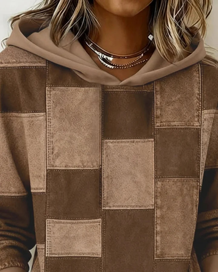 Yaralyn – stylowa bluza z kapturem w kratę z długimi rękawami