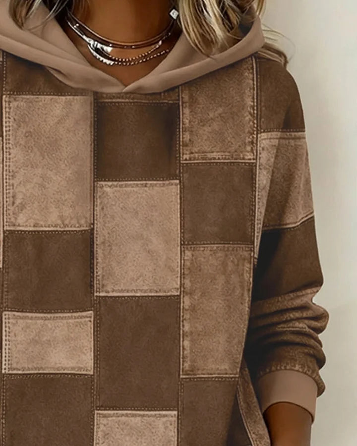 Yaralyn – stylowa bluza z kapturem w kratę z długimi rękawami